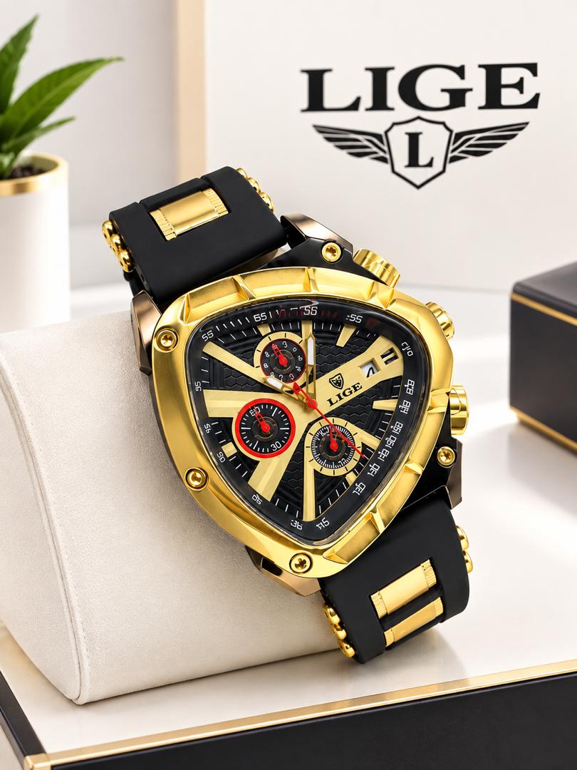 LIGE Gold-Tone Sport Chronograph